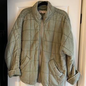 Free People Dolman Quilted Knit Jacket in Moss
